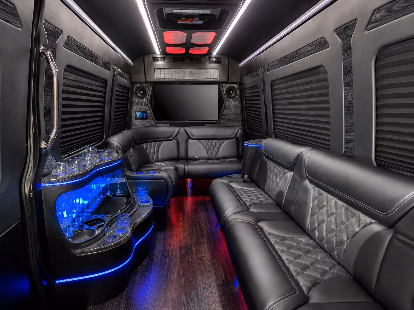 columbia 40 passenger party bus inside